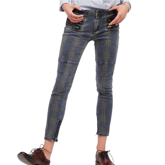 Free People Zipper Pockets Striped Jeans - Picture 1 of 9